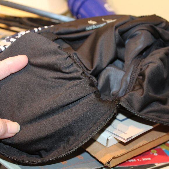 Sol Borne Women's Small B&W Patterned Zip Front Tankini Swim Tank Top - NWT - Picture 7 of 8